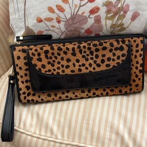 Talbots calf hair Wristlet with Black Details